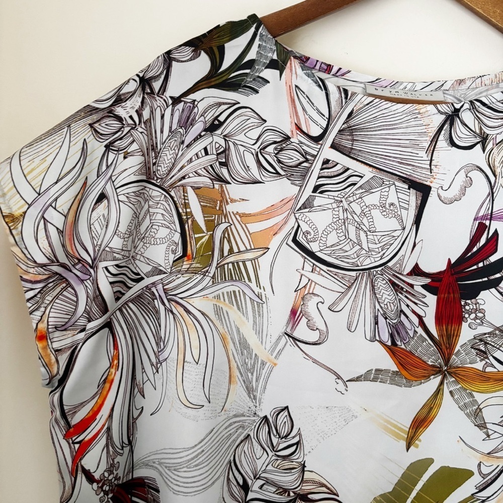Bryn Walker Botanical Print Dolman Sleeve Top XS Art To Wear - Picture 2 of 7